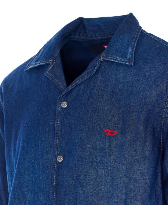 26SS 디젤 반팔 셔츠 A16957 0DBDB 01 MEDIUM BLUE DOM - DIESEL