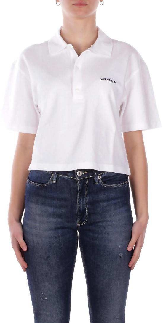 26SS 칼하트 숏슬리브 칼하트 스크립트 폴로 티셔츠 I03455300AXX WHITE