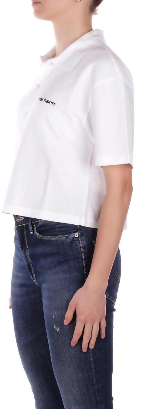 26SS 칼하트 숏슬리브 칼하트 스크립트 폴로 티셔츠 I03455300AXX WHITE - CARHARTT