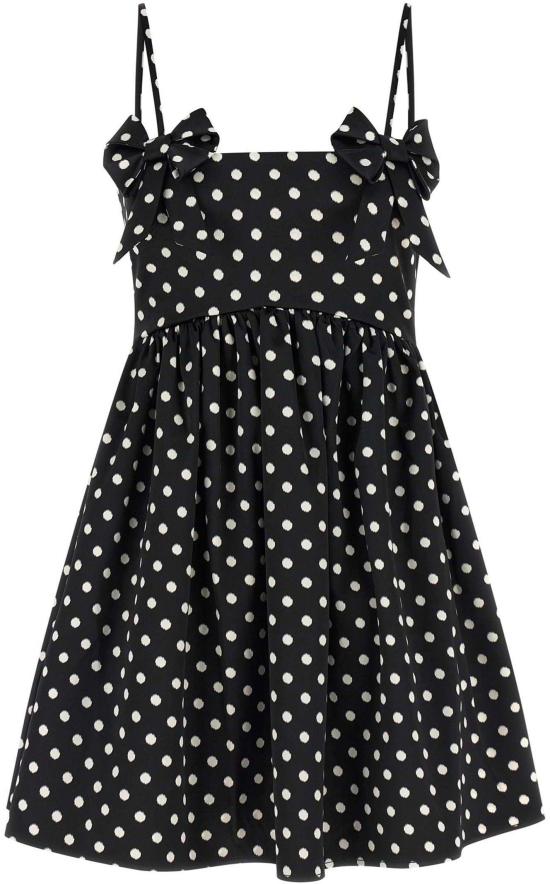 26SS 가니 폴카 도트 새틴 미니 드레스 A1030193099 BLACK