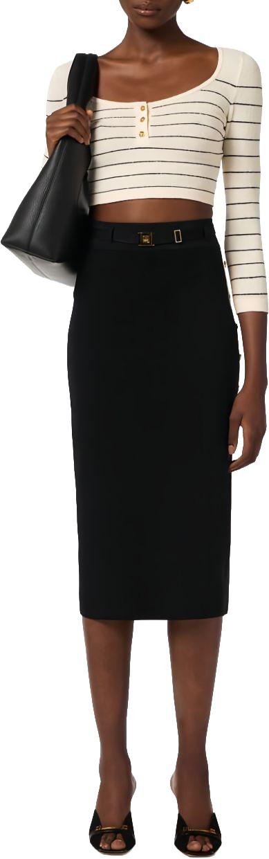 26SS 엘리자베타프랜치 미디 스커트 GK27S61E2685 BLACK - ELISABETTA FRANCHI