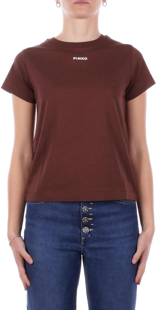 26SS 핑코 반팔 티셔츠 100373A34FL78 BROWN