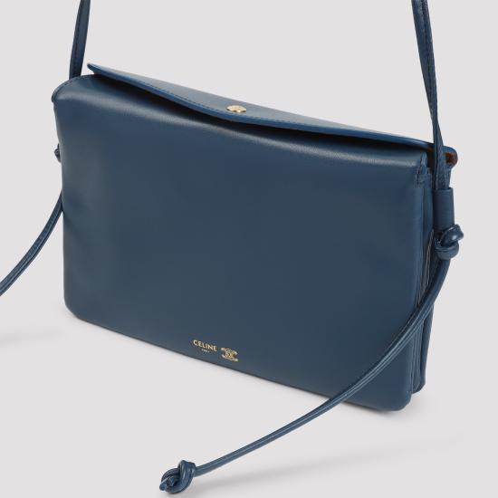 26FW 셀린느 트리오 플랩백 스무스 램스킨 10P862O86 07HJ TEAL BLUE - CELINE