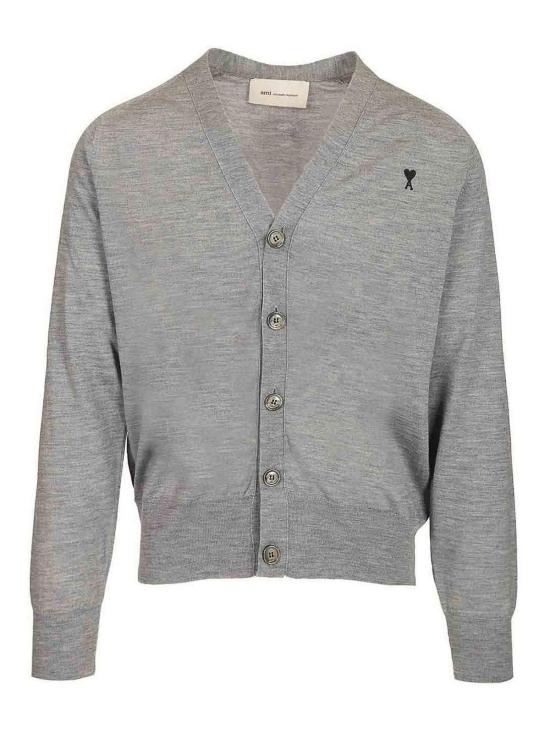 26SS 아미 톤온톤 하트 로고 알렉산드레 마티우시 울 가디건 HKC384KN00390504 Grey
