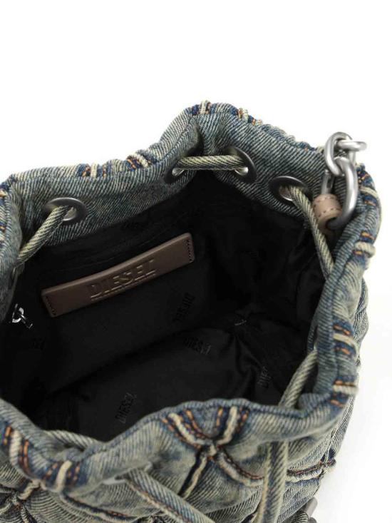 26SS 디젤 참-D S-미니 아가일 퀼티드 데님 버킷백 X10346P5570HA001 Blue - DIESEL