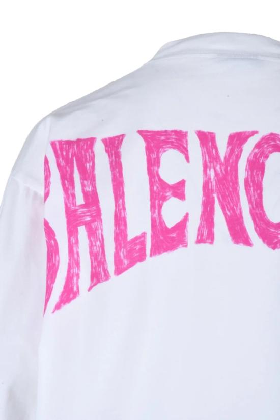  발렌시아가 긴팔 티셔츠 오버사이즈 티셔츠 - 화이트 - BALENCIAGA