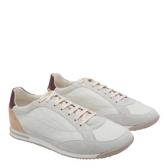 26SS 브루넬로 쿠치넬리 디어스킨 & 스웨이드 스니커즈 MZUKOKA348 CXM48 White - BRUNELLO CUCINELLI