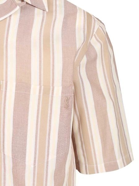 26SS 생로랑 반팔 셔츠 859775Y2N58 2726 BROWN STRIPED - SAINT LAURENT