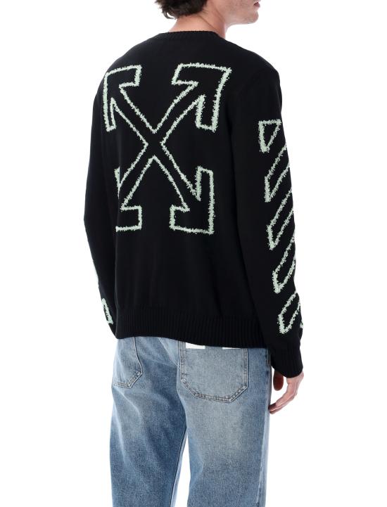 26SS 오프화이트 스웨터 OMHE087S26KNI001 0001 BLACK - OFF WHITE