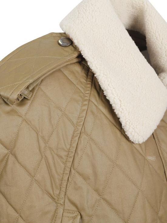 26SS 버버리 시얼링 칼라 퀼팅 코튼 히스 케이프 8122271 C2556 Green - BURBERRY