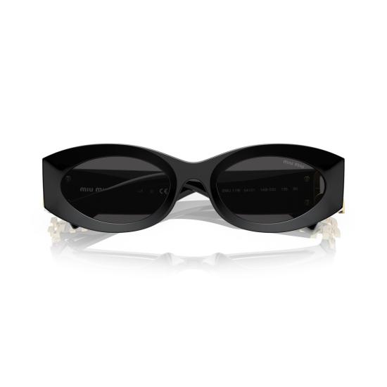 26SS 미우미우 선글라스 0Mu 11Ws 길쭉한 타원형 블랙 아세테이트 - MIU MIU