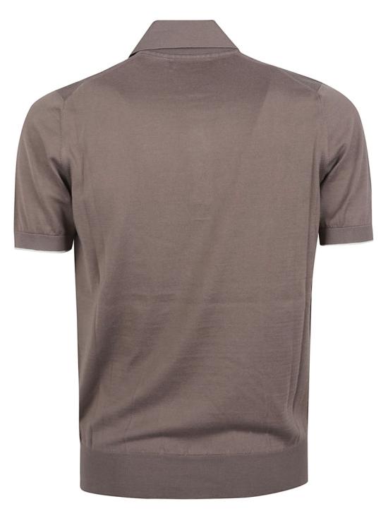 26SS 브루넬로 쿠치넬리 로고 경량 코튼 니트 폴로 셔츠 M29800195 CLL90 Brown - BRUNELLO CUCINELLI