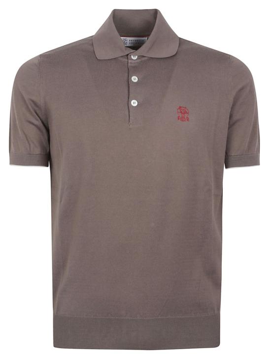 26SS 브루넬로 쿠치넬리 로고 경량 코튼 니트 폴로 셔츠 M29800195 CLL90 Brown