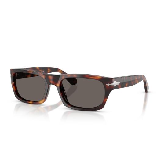 26SS 페르솔 선글라스 은색 화살표 디테일이 있는 직사각형 호피무늬 아세테이트 - PERSOL
