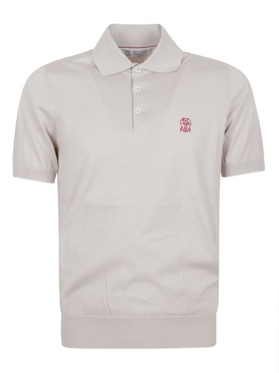 26SS 브루넬로 쿠치넬리 로고 경량 코튼 니트 폴로 셔츠 M29800195 CBD04 Grey