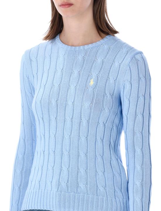 26SS 폴로 랄프로렌 포니 로고 피마코튼 케이블 니트 스웨터 211971869 512 Blue - POLO RALPH LAUREN