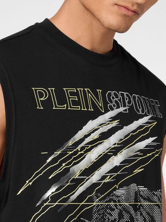 26SS 플레인스포츠 민소매 티셔츠 SAECMTK8007STE001N 0270 Black - PLEIN SPORT