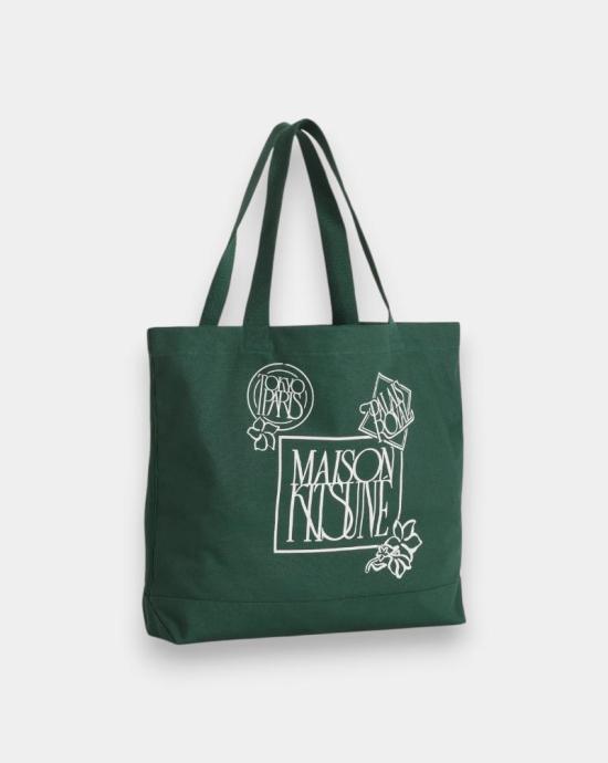 26SS 메종키츠네 토트백 QU05118WW9042P399 BOTTLE GREEN DOM - MAISON KITSUNE
