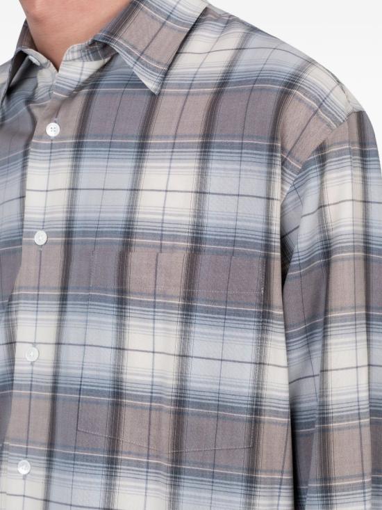 26SS 오라리 긴팔 셔츠 A26SS01LC BLUE GRAY CHECK DOM - AURALEE