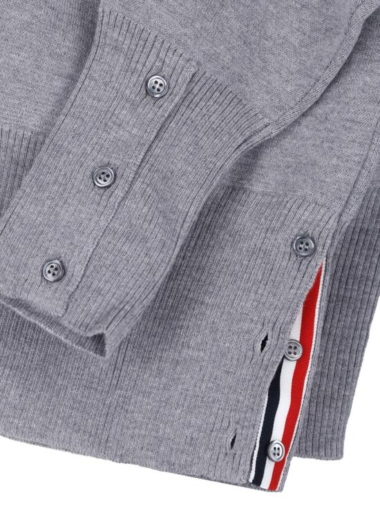 25FW 톰브라운 울 4바 브이넥 가디건 MKC160A 00014 055 Grey - THOM BROWNE