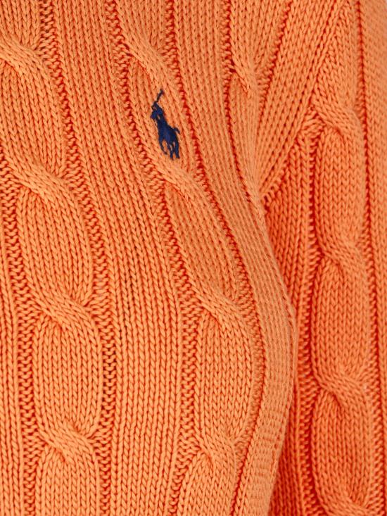 25FW 폴로 랄프로렌 포니 로고 피마코튼 케이블 니트 스웨터 211 971869 014 Orange - POLO RALPH LAUREN