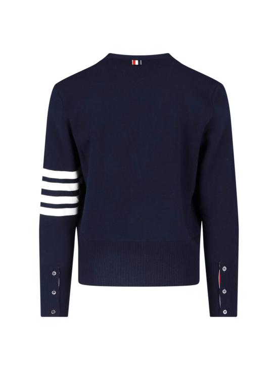 25FW 톰브라운 울 4바 브이넥 가디건 MKC160A 00014 415 Blue - THOM BROWNE