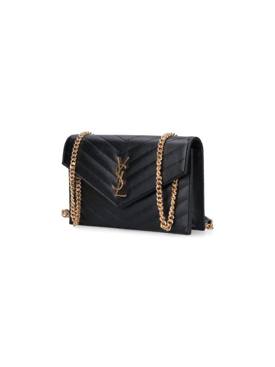 26SS 생로랑 그랑 드 뿌드르 레더 카산드라 엔벨로프 체인 지갑 857605 BOW01 1000 Black - SAINT LAURENT