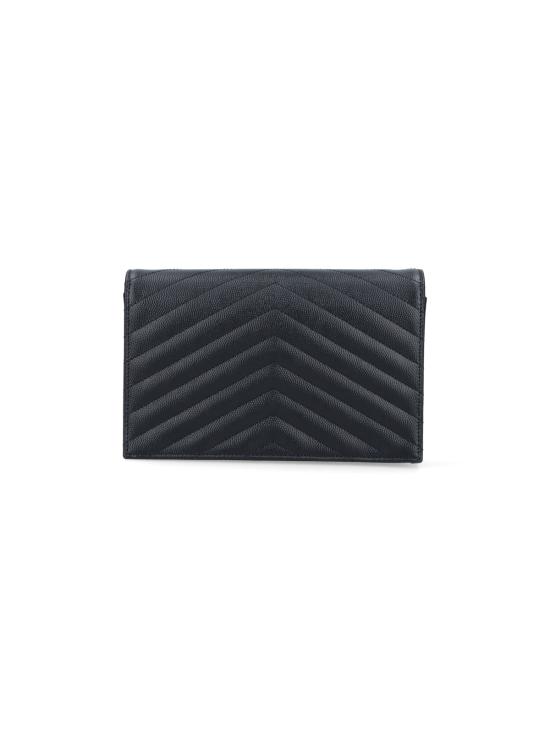 26SS 생로랑 그랑 드 뿌드르 레더 카산드라 엔벨로프 체인 지갑 857605 BOW01 1000 Black - SAINT LAURENT