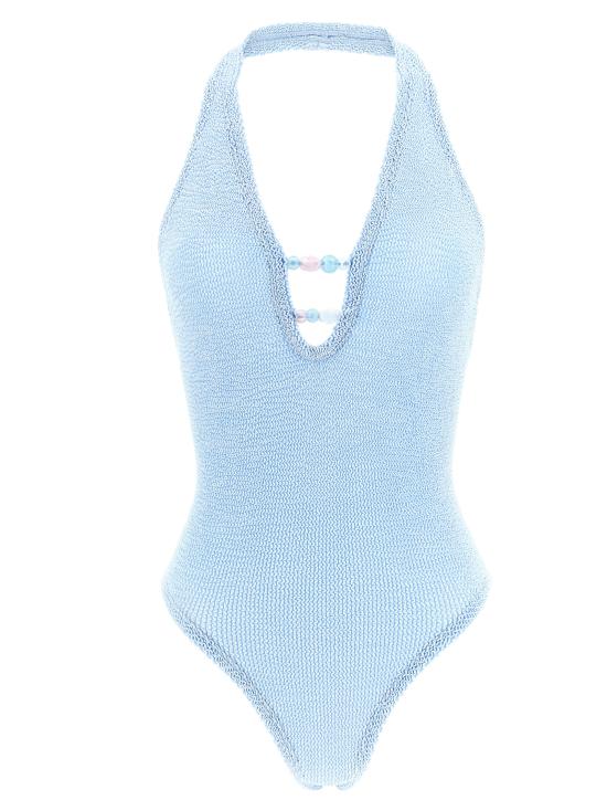 26SS 훈자 지 원피스 수영복 ADRIANABEADEDSWIMMETALLICICEBLUE Light Blue
