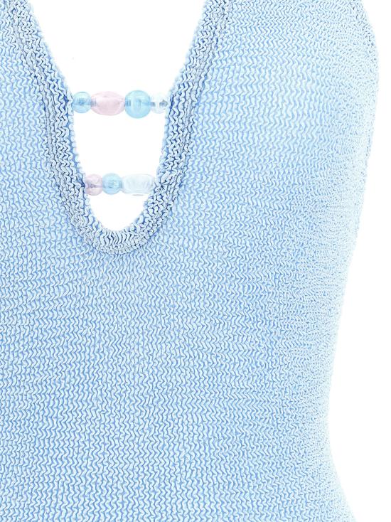 26SS 훈자 지 원피스 수영복 ADRIANABEADEDSWIMMETALLICICEBLUE Light Blue - HUNZA G