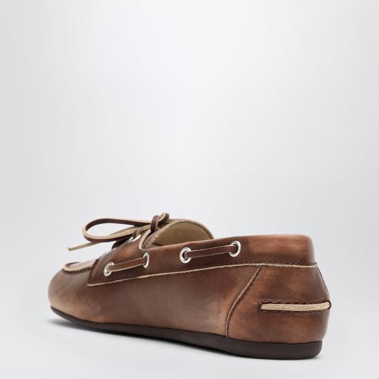 26FW 미우미우 블리치드 가죽 덱 슈즈 5D123E0053F33 Brown - MIU MIU