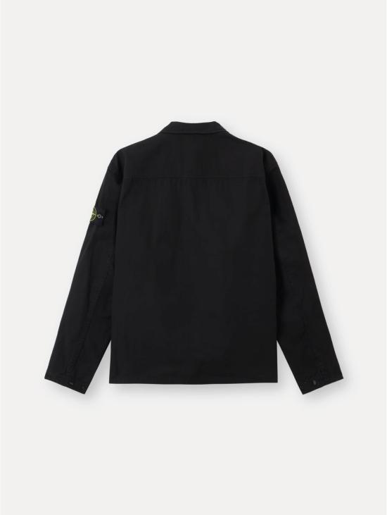 26SS 스톤 아일랜드 긴팔 셔츠 Ripstop di Cotone Organico Nero 소재의 오버 - STONE ISLAND