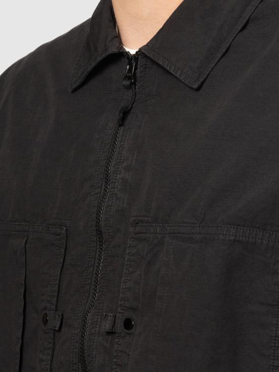 26SS 스톤 아일랜드 긴팔 셔츠 Ripstop di Cotone Organico Nero 소재의 오버 - STONE ISLAND