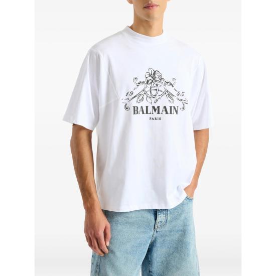 26FW 발망 반팔 티셔츠 HH1EG275 BD65 GAB WHITE - BALMAIN