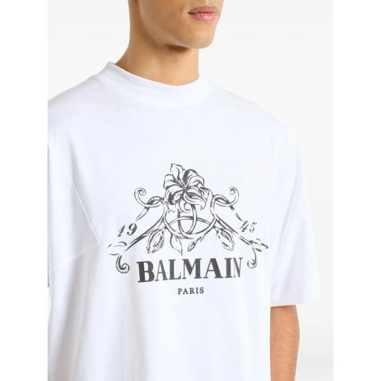 26FW 발망 반팔 티셔츠 HH1EG275 BD65 GAB WHITE - BALMAIN