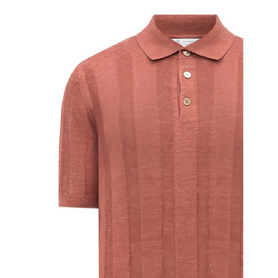 26SS 브루넬로 쿠치넬리 와이드 립 코튼 리넨니트 폴로셔츠 M2L707815 CYM65 BROWN - BRUNELLO CUCINELLI