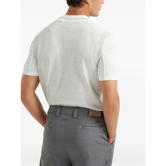26SS 브루넬로 쿠치넬리 로고 장식 코튼 니트 베스트 M29203607F CI807 GREY - BRUNELLO CUCINELLI