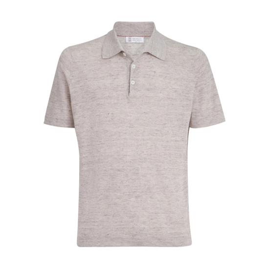 26SS 브루넬로 쿠치넬리 린넨 코튼 니트 폴로 셔츠 M2L00315 C7950 NEUTRALS