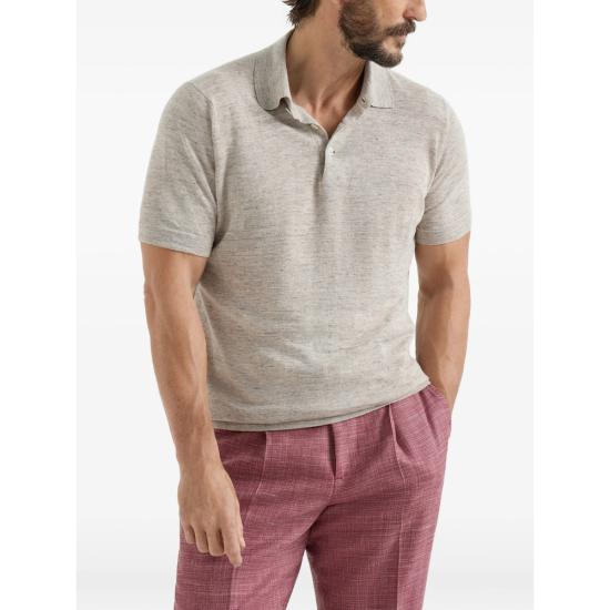 26SS 브루넬로 쿠치넬리 린넨 코튼 니트 폴로 셔츠 M2L00315 C7950 NEUTRALS - BRUNELLO CUCINELLI