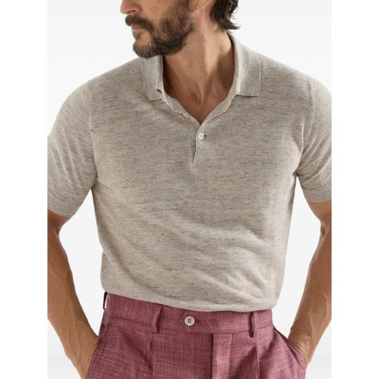 26SS 브루넬로 쿠치넬리 린넨 코튼 니트 폴로 셔츠 M2L00315 C7950 NEUTRALS - BRUNELLO CUCINELLI
