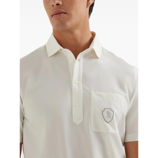 26SS 브루넬로 쿠치넬리 버진 울 라이트웨이트 캔버스 폴로 셔츠 MM6961301F CTL60 WHITE - BRUNELLO CUCINELLI