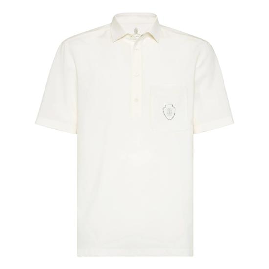 26SS 브루넬로 쿠치넬리 버진 울 라이트웨이트 캔버스 폴로 셔츠 MM6961301F CTL60 WHITE