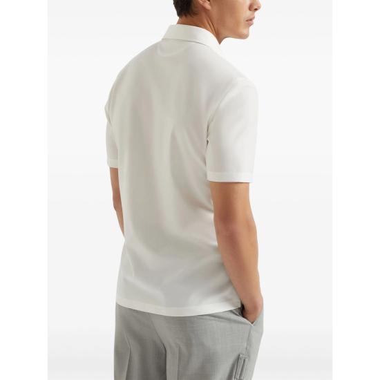 26SS 브루넬로 쿠치넬리 버진 울 라이트웨이트 캔버스 폴로 셔츠 MM6961301F CTL60 WHITE - BRUNELLO CUCINELLI