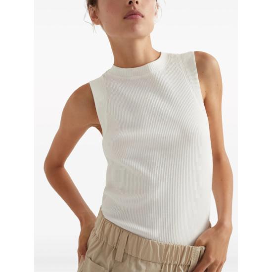 26SS 브루넬로 쿠치넬리 민소매 티셔츠 MH990BM100 C600 WHITE - BRUNELLO CUCINELLI