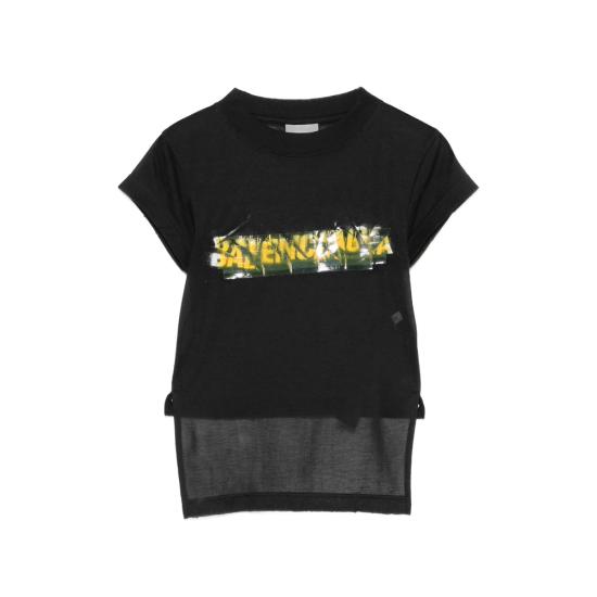 26SS 발렌시아가 반팔 티셔츠 871744 TUVI7 1000 BLACK