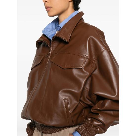 26SS 발렌시아가 가죽 자켓 872004 TUS11 2135 BROWN - BALENCIAGA