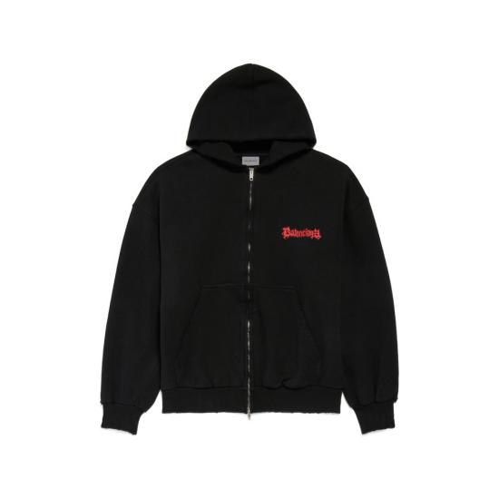 26SS 발렌시아가 후드 티셔츠 803264 TUVD9 1000 BLACK