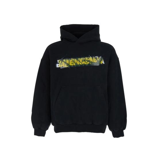 26SS 발렌시아가 후드 티셔츠 871956 TUVI9 1000 BLACK