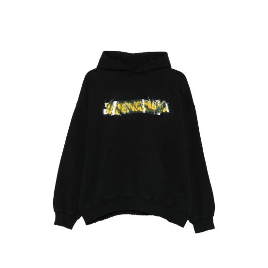 26SS 발렌시아가 후드 티셔츠 871956 TUVI9 1000 BLACK