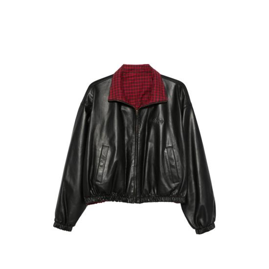 26SS 발렌시아가 가죽 자켓 856381 TRS25 1000 BLACK RED